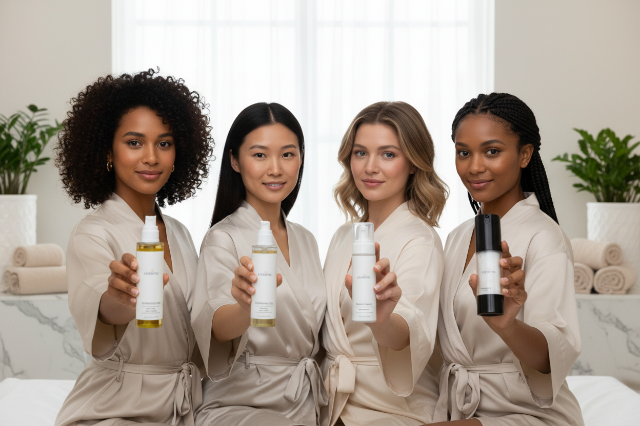 4 femmes mettant en valeur les produits Anemone