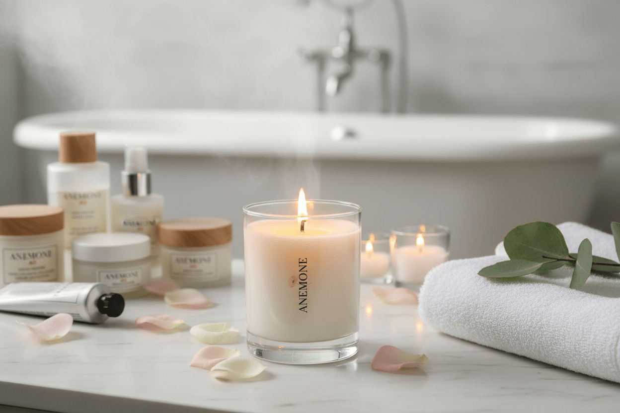 Bergamot & Lemon Home Spa Candle - Spa Sanctuary Candle - Pure Citrus Escape - Anemone